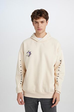 Rick and Morty Oversize Fit Geniş Kalıp Bisiklet Yaka Sırt Baskılı Kalın Sweatshirt Kumaşı Sweatshirt