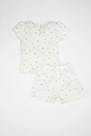 DeFacto Kız Bebek Pijama Takım Daisy Duck Penye Kısa Kollu Üst Beli Lastikli Şort Alt C5070A524HSER105