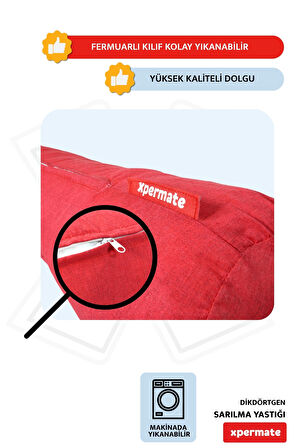 XPERMATE Sarılma Yastığı , Uyku Yastığı , Bacak Arası Yastığı Silindir 150x20 cm Kırmızı