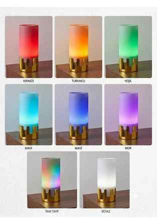 7 Renkli Rgb Ambiyans Abajuru- Erimiş Damla Tasarımlı Gece Lambası - 3D Tasarım - Ampül Dahil