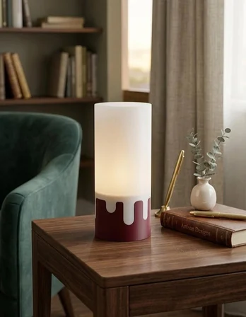 7 Renkli Rgb Ambiyans Abajuru- Erimiş Damla Tasarımlı Gece Lambası - 3D Tasarım - Ampül Dahil