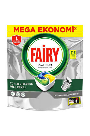 Fairy Platinum Bulaşık Makinesi 113 Yıkama Limon Kokulu