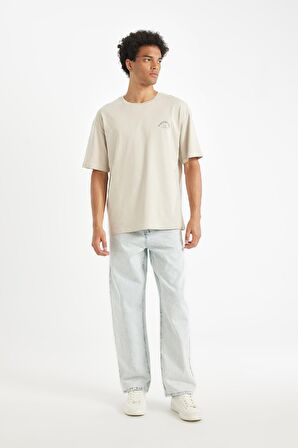DeFacto Comfort Regular Fit Rahat Kalıp Bisiklet Yaka Baskılı Kısa Kollu Tişört C6143AX24AUBG766