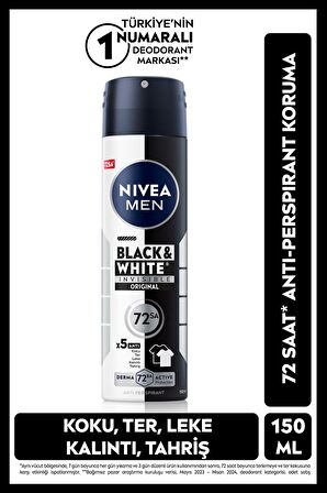 Nivea MEN Erkek Sprey Deodorant Black&White Invisible Original ve Soft Nemlendirici Vücut Bakım Kremi100ml