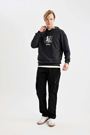 DeFacto Tupac Shakur Boxy Fit Kapüşonlu Sweatshirt B5520AX24SPAR204