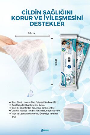 Gümüş Iyon & Biyopolimer Kitin Teknolojili Hasta Vücut Temizleme Havlusu (12 Adet)