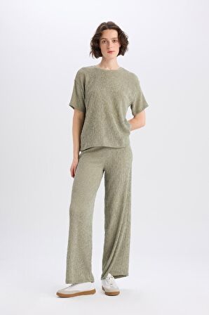 Wide Leg Kışlık Pantolon Geniş Paça Basic Düz  Bürümcük