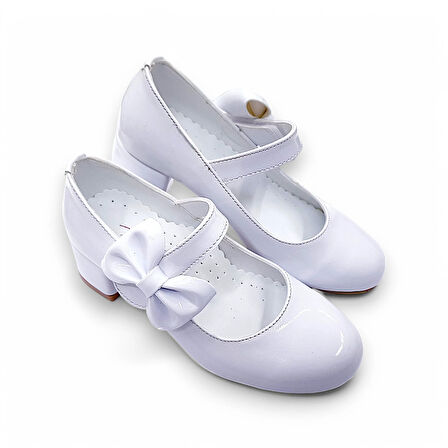 Beebron Ortopedik Topuklu Abiye Kız Çocuk Ayakkabı Glossy Series Abiayk2401 Rugan Beyaz 30