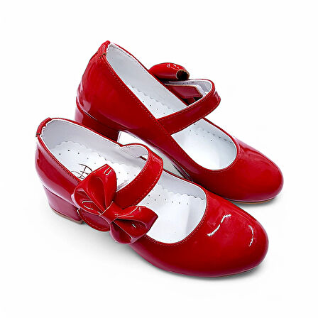 Beebron Ortopedik Topuklu Abiye Kız Çocuk Ayakkabı Glossy Series Abiayk2401 Rugan Kırmızı 30