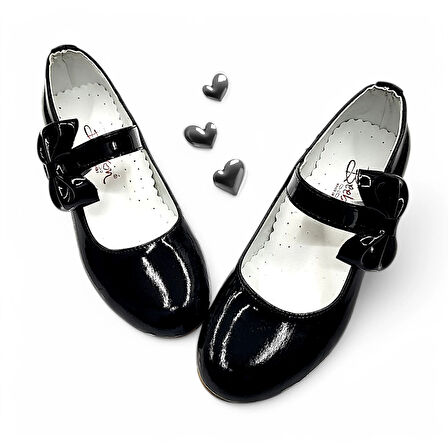 Beebron Ortopedik Topuklu Abiye Kız Çocuk Ayakkabı Glossy Series Abiayk2401 Rugan Siyah 30