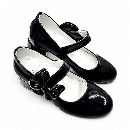 Beebron Ortopedik Topuklu Abiye Kız Çocuk Ayakkabı Glossy Series Abiayk2401 Rugan Siyah 30