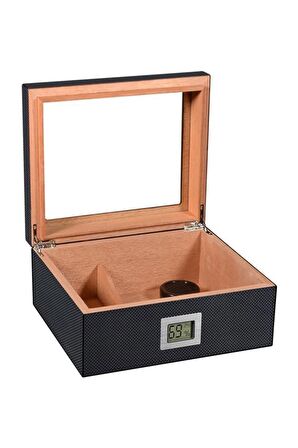 Falconetti Karbon Fiber Camlı Dijital Humidor Puro Kutusu rd06x