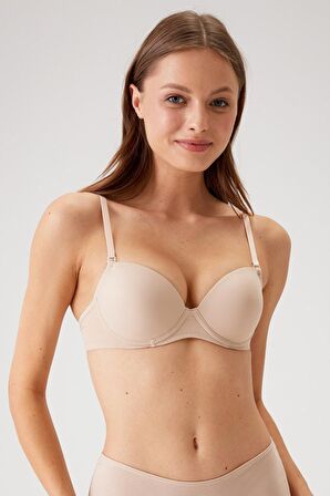 Kadın Ten 6045 Milan Push Up Dolgulu Micro Sütyen (TAK - ÇIKAR ASKILI)