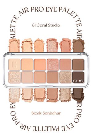 Hafif Dokulu Yoğun Renklere Sahip Göz Farı Paleti Clio Pro Eye Palette Air (01 Coral Studio)