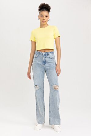 DeFacto Coool Fitted Ribana Basic Düz Kısa Kollu Tişört T9631AZ23SMYL92