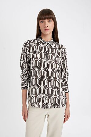 DeFacto Regular Fit Desenli Uzun Kollu Gömlek I8266AZ24AUBN539