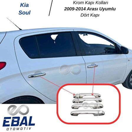 Kia Soul Krom Kapı Kolu 4 Kapı 2009-2014 Arası Uyumlu P. Çelik