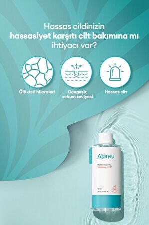 Hassas ve Yıpranmış Ciltler için Cica İçerikli Tonik A'PIEU Madecassoside Tetrasome Cica Toner