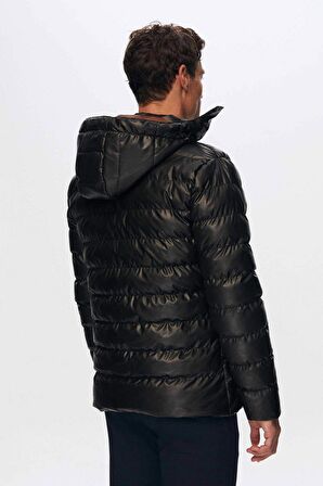 Slim Fit Kahverengi Su Itici Rüzgar Geçirmez Elyaf Dolgulu Deri Görünümlü Çıkarılabilir Kap 1HF07ORT01910