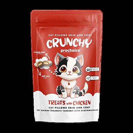 Pro Choice Crunchy Skin&coat Tüy Kaybını Önlemeye Yardımcı Tavuklu Kedi Ödül Maması 60 gr