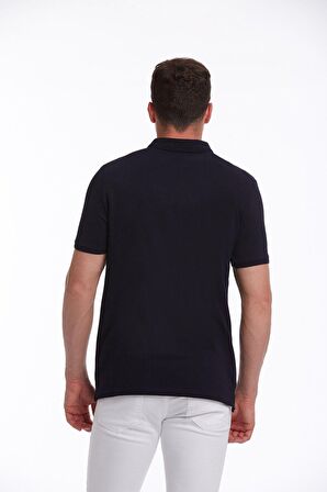 Lacivert Regular Fit %100 Pamuk Polo Yaka Tişört | S