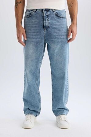 DeFacto Baggy Fit Geniş Kalıp Normal Bel Geniş Paça Jean Yıkamalı Pantolon B3926AX24AUNM39