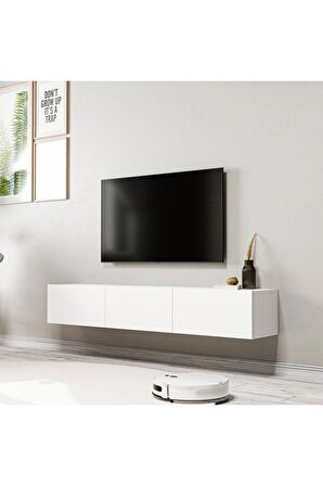 1220 DORE 3 KAPAKLI KULPSUZ 150 CM TV ÜNİTESİ BEYAZ