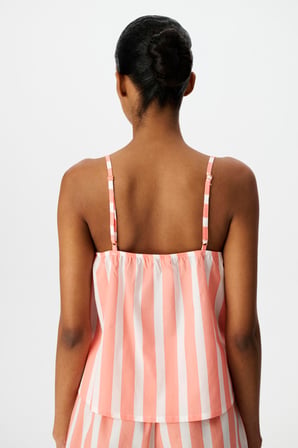 Pembe Rahat Club Çizgili Atlet Pijama Üstü