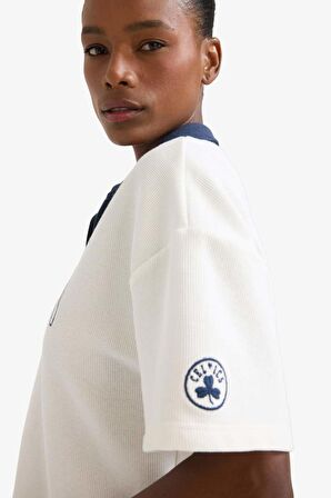 DeFactoFit NBA Boston Celtics Polo Yaka Waffle Kısa Kollu Polo Tişört E3610AX25SMER105