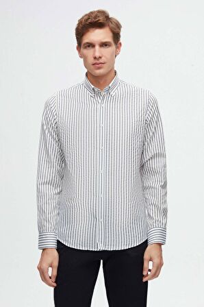 Ds Damat Slim Fit Açik Mavi Çizgili Gömlek 6HC02ORT10265 6HC02ORT10265