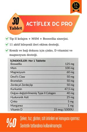 ACTIFLEX DC PRO- Eklem Sağlığına Destek İçin Yüksek Emilimli MSM + Kolajen formülü