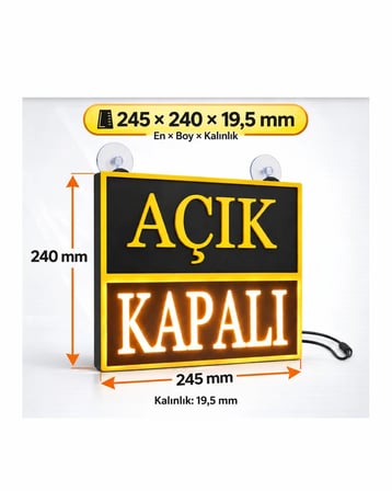 Atölyem 14 Açık Kapalı Tabela Led Işıklı Sarı 245x240 mm