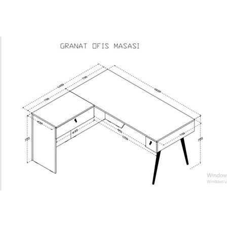 ZerkaConcept Granat Ofis Çalışma Masası Beyaz-Meşe