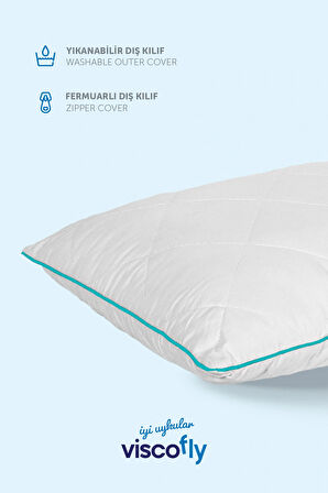 Ortopedik Yastık Kapitoneli Microfiber Kumaşlı Visco Parçacık Dolgulu - 60 x 40 x 13 cm Yeşil Biyeli