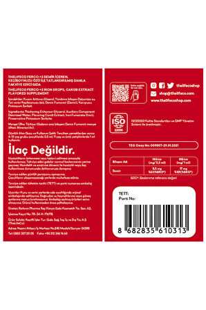 Thelifeco Ferco +2 Değerlikli Demir Damlası 30ml