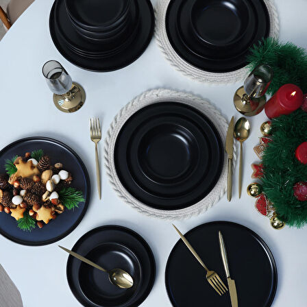 Keramika Nordic Mat Siyah Yemek Takımı 18 Parça 6 Kişilik 956