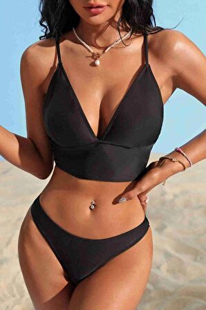 Angelsin Şık Bikini Üstü Siyah