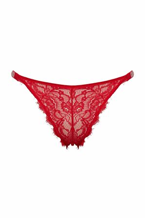 Fall in Love Yılbaşı Temalı Dantelli Slip Kırmızı Külot