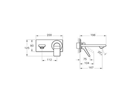 VitrA Memoria A42345 Ankastre Lavabo Bataryası, Sıva Üstü, Krom