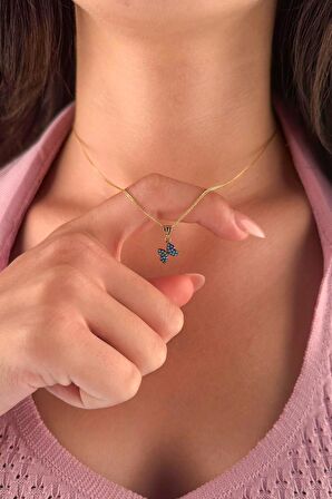 14 Ayar Altın İpek Zincir Firuze Taşlı Kelebek Kolye