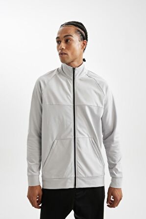 DeFactoFit Standart Fit Normal Kesim Fermuarlı Skuba Dalgıç Kumaş Cepli Dik Yaka Sporcu Hırka D1895AX24AUGR523