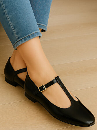 T-Strap Mary Jane Tasarım Babet