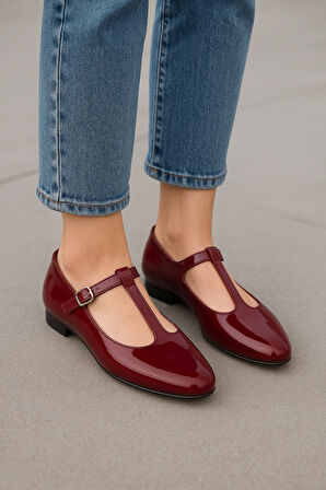 T-Strap Mary Jane Tasarım Babet