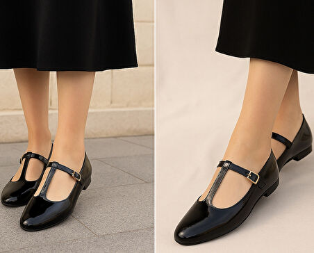 T-Strap Mary Jane Tasarım Babet