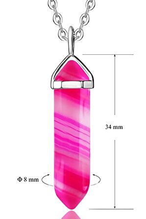 Sertifikalı Doğal Pembe Akik Taşı Kolye