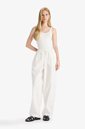 Coool Barrel Fit Normal Bel Poplin Pantolon