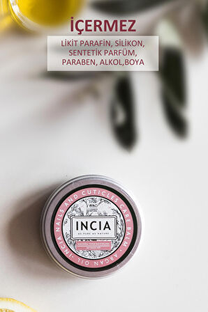 INCIA %100 Doğal Tırnak Bakım Balmı Yoğun Nemlendirici Kremi Argan Yağlı Organik Vegan 15 ml