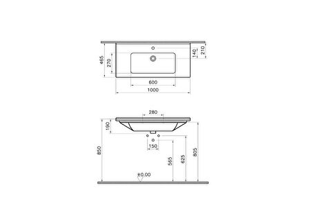 VitrA S50 5479B003-0001 Etajerli Lavabo, 100 cm, Beyaz