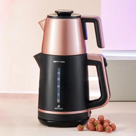 Karaca Berry Tea XL 2in1 Çelik Demlikli Çay Makinesi ve Kettle Roseberry