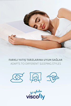 Visco soğutucu jelli yastık - % 100 visco - Sert yüksek yastık - 60 cm x 40 cm x 13 cm